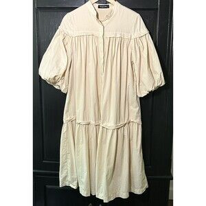 Magnetic Brand Peasant Dress Size Small Ivory 100% Cotton Boho Primitive Cottage